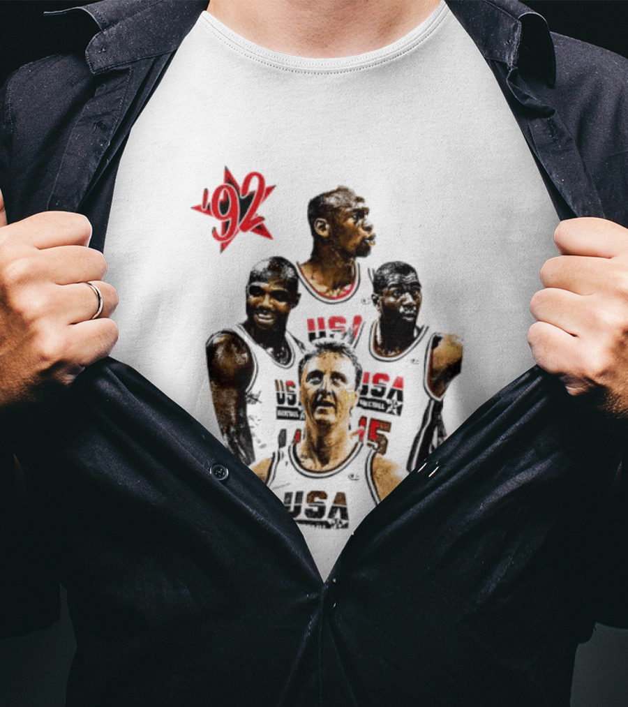 Jordan Charles Barkley Magic Johnson Larry Bird 1992 USA Basketball Dream Team T-Shirt