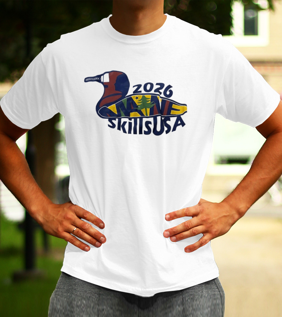 Maine 2026 SkillsUSA Loon Silhouette With State Flag T-Shirt