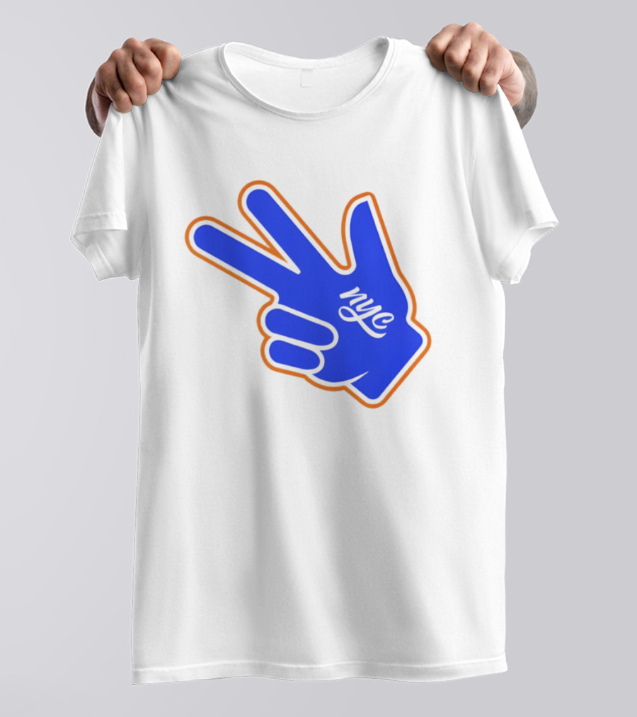 New York Knicks NYC Basketball Peace Sign Three Pointer T-Shirt