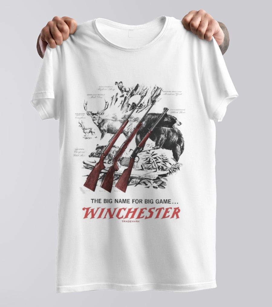 The Big Name For Big Game Winchester Heavyweight Three Rifles T-Shirt