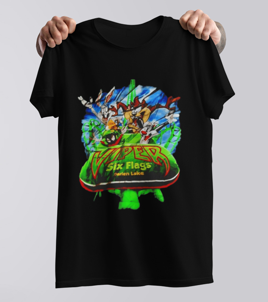 Viper Six Flags Darien Lake Looney Tunes Bugs Bunny Taz Sylvester T-Shirt