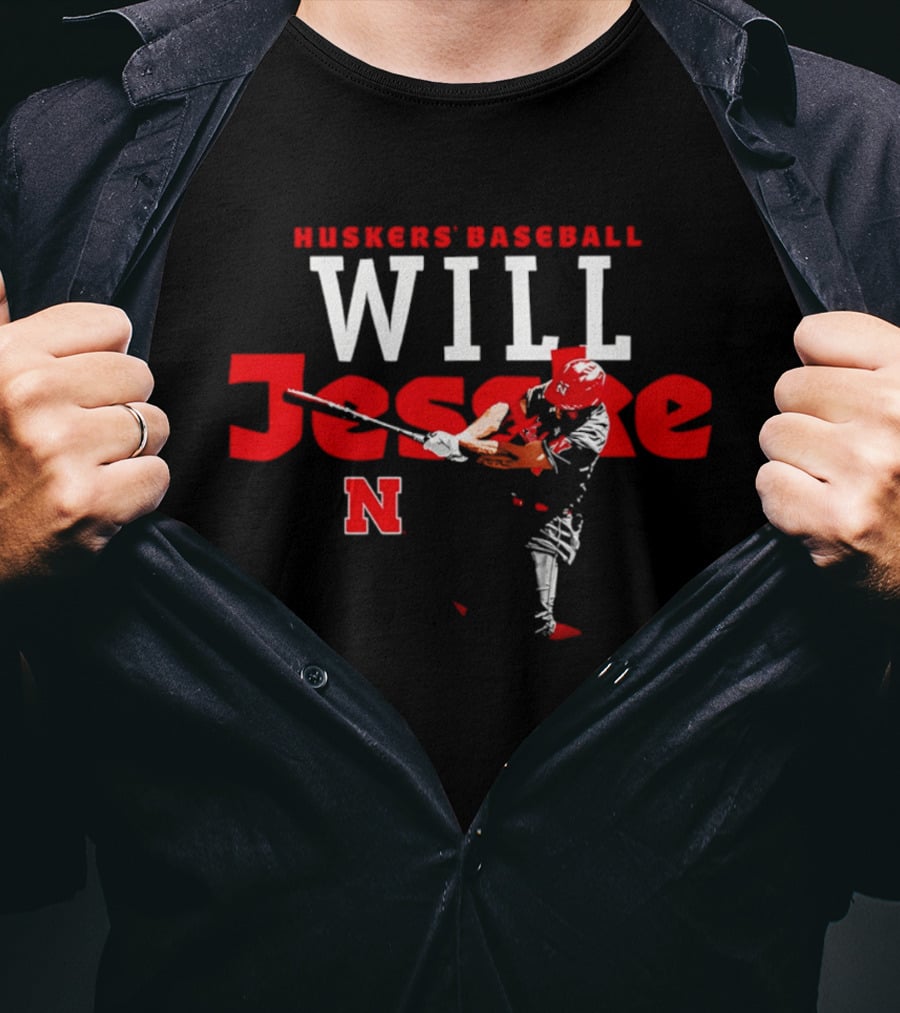 Huskers' Baseball Will Jesske Nebraska N T-Shirt
