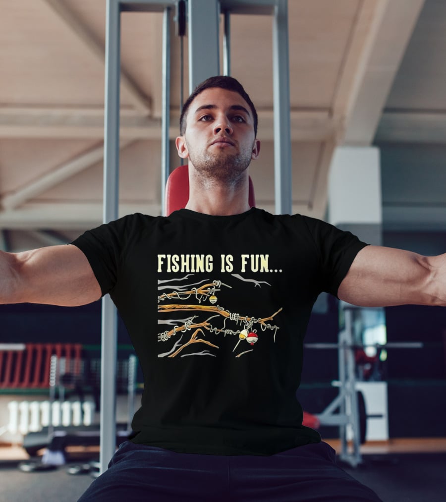 Fishing Is Fun Tangled Line And Hook In Tree Branches T-Shirt