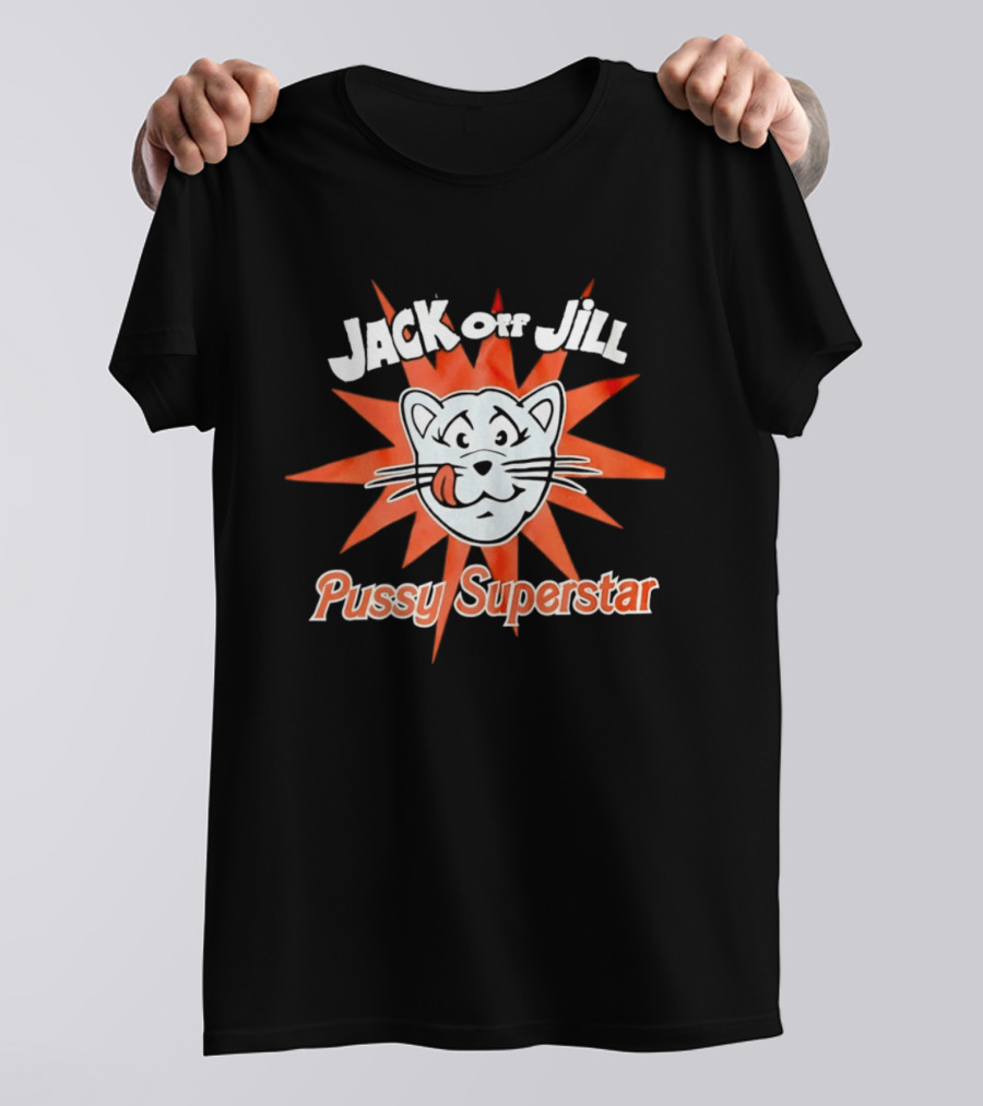 Jack Off Jill Pussy Superstar Retro Cat Face Sunburst T-Shirt