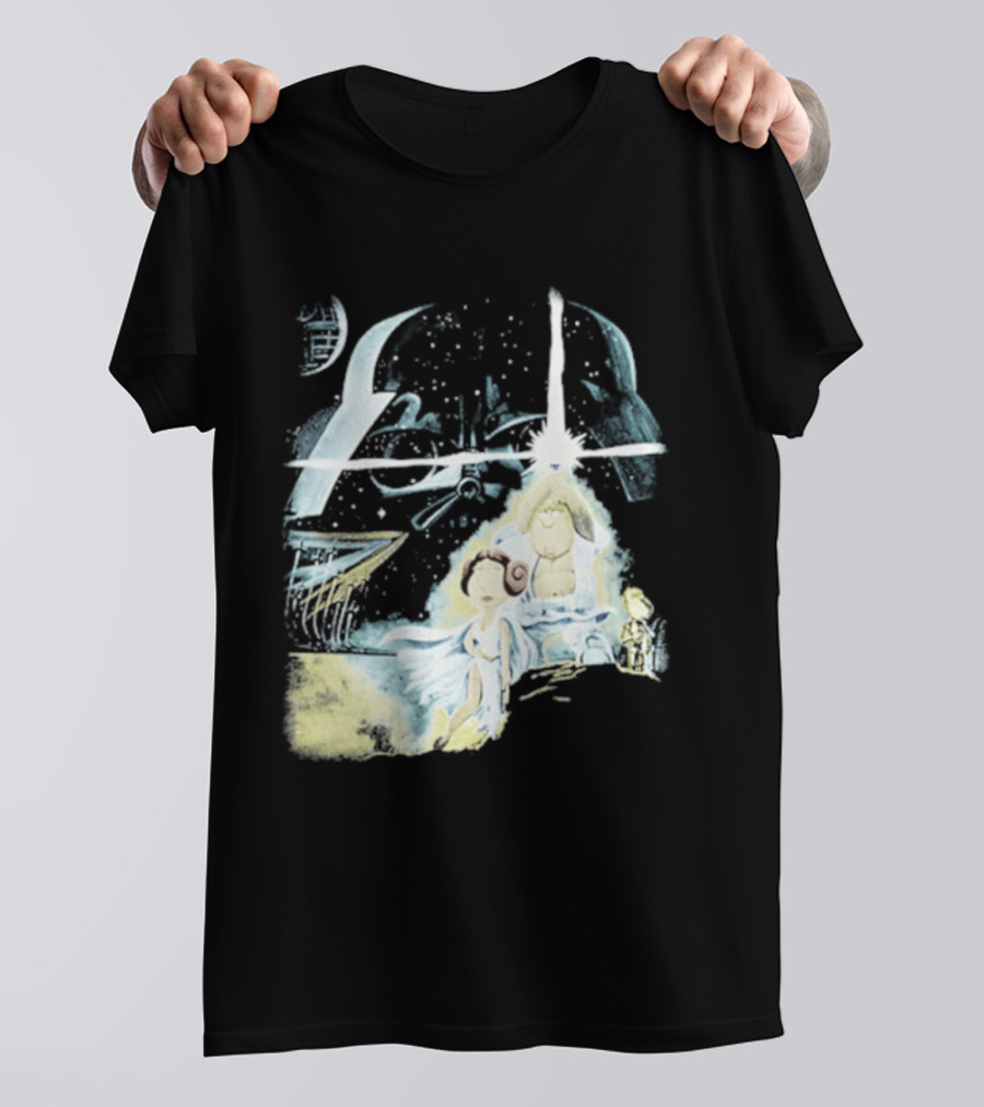 Star Wars Family Guy Princess Leia Lightsaber Spaceship Moon T-Shirt