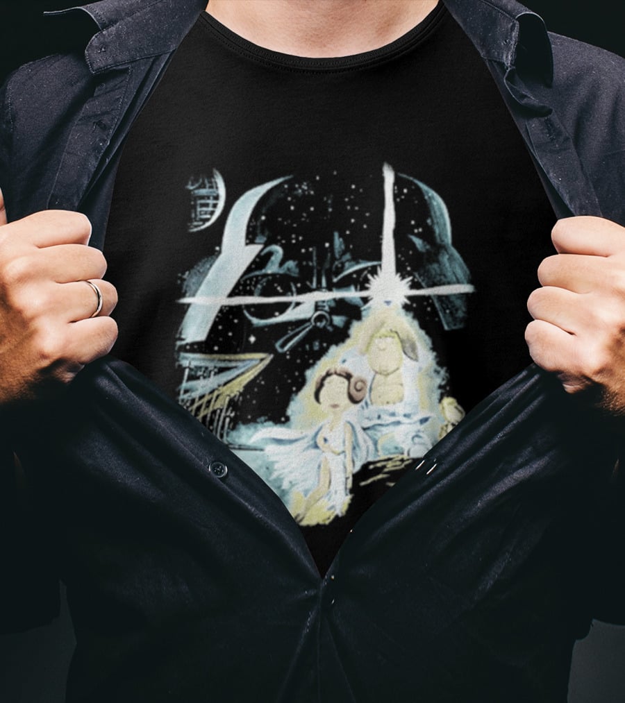 Star Wars Family Guy Princess Leia Lightsaber Spaceship Moon T-Shirt
