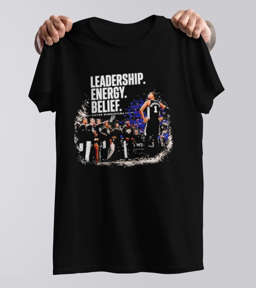 Leadership Energy Belief Victor Wembanyama Basketball Team Triumph T-Shirt