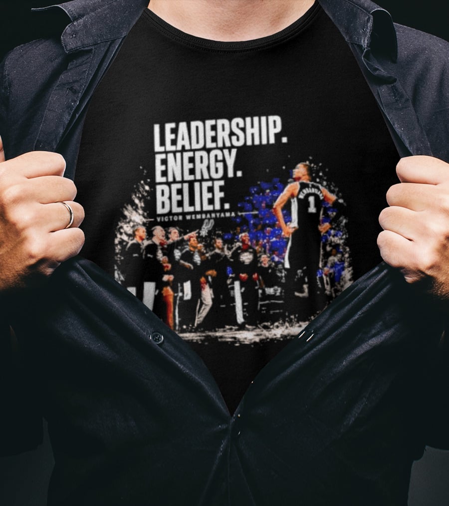 Leadership Energy Belief Victor Wembanyama Basketball Team Triumph T-Shirt