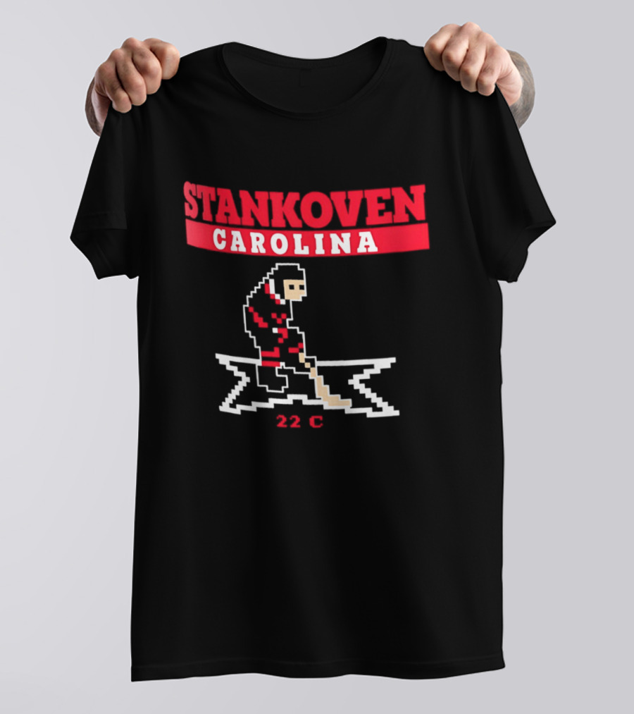 Logan Stankoven Carolina Hurricanes 22C Pixel Hockey T-Shirt