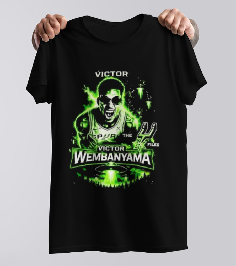 Victor Wembanyama Spurs Alien UFO Basketball 1 21 Timely Files T-Shirt