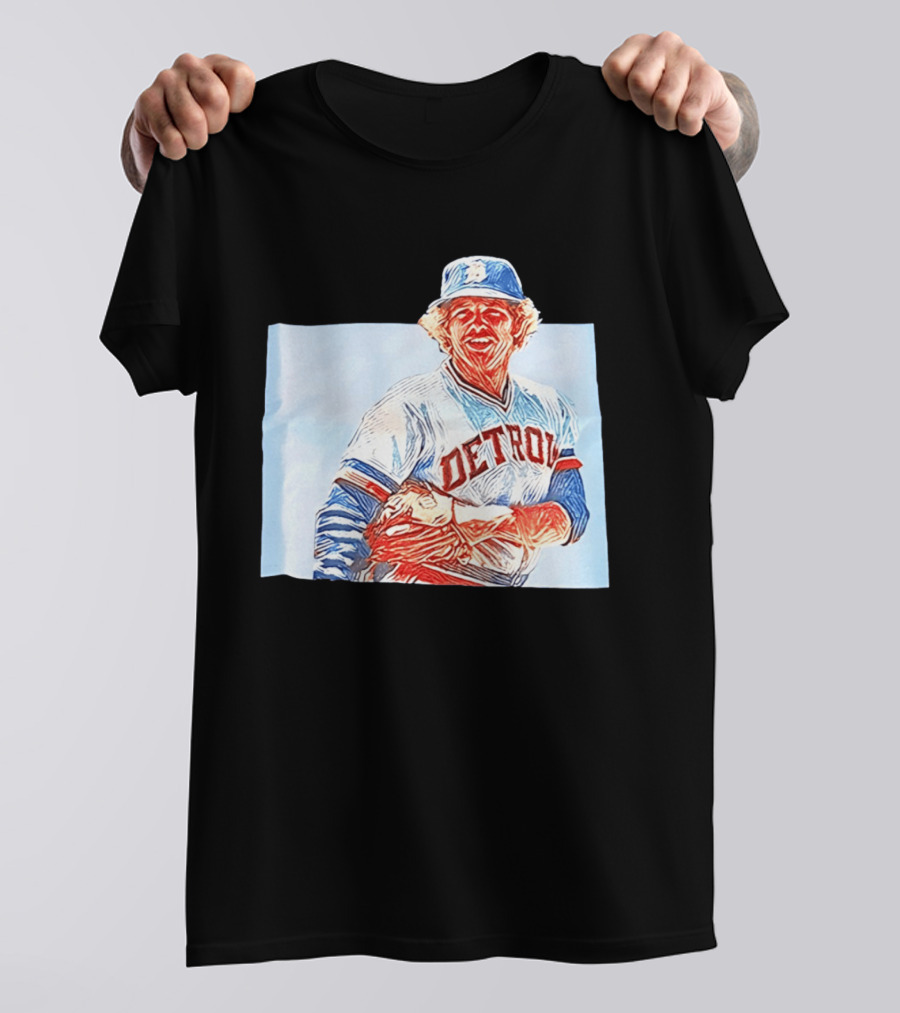 Detroit Tigers Mark Fidrych Vintage Baseball T-Shirt