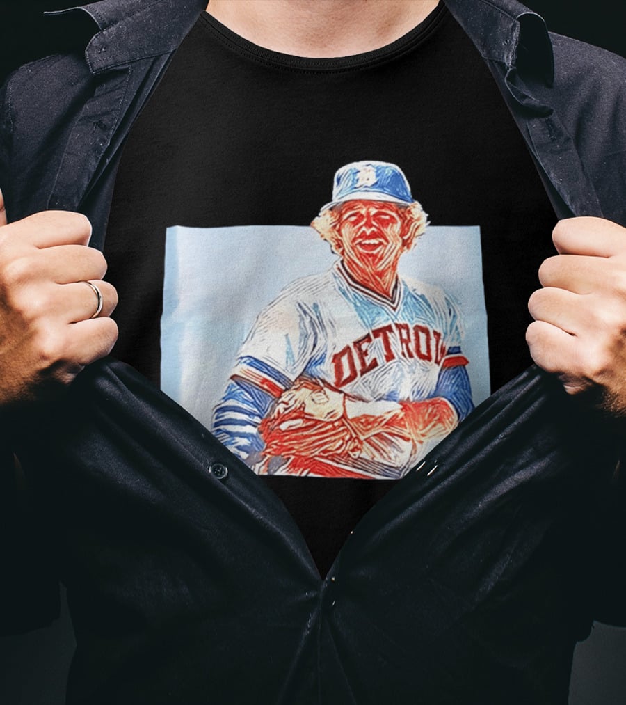 Detroit Tigers Mark Fidrych Vintage Baseball T-Shirt