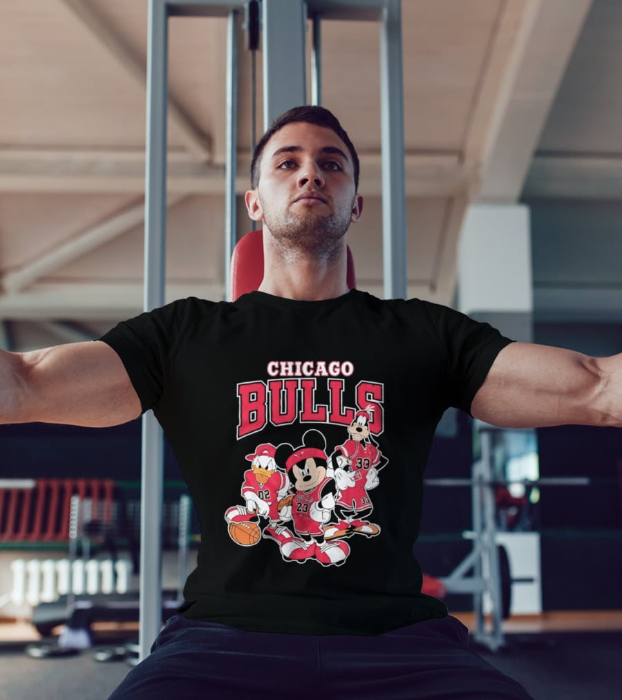 Mickey Mouse Donald Duck Goofy Chicago Bulls Jerseys Basketball T-Shirt