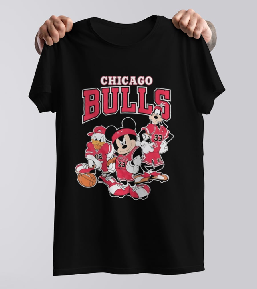 Mickey Mouse Donald Duck Goofy Chicago Bulls Jerseys Basketball T-Shirt