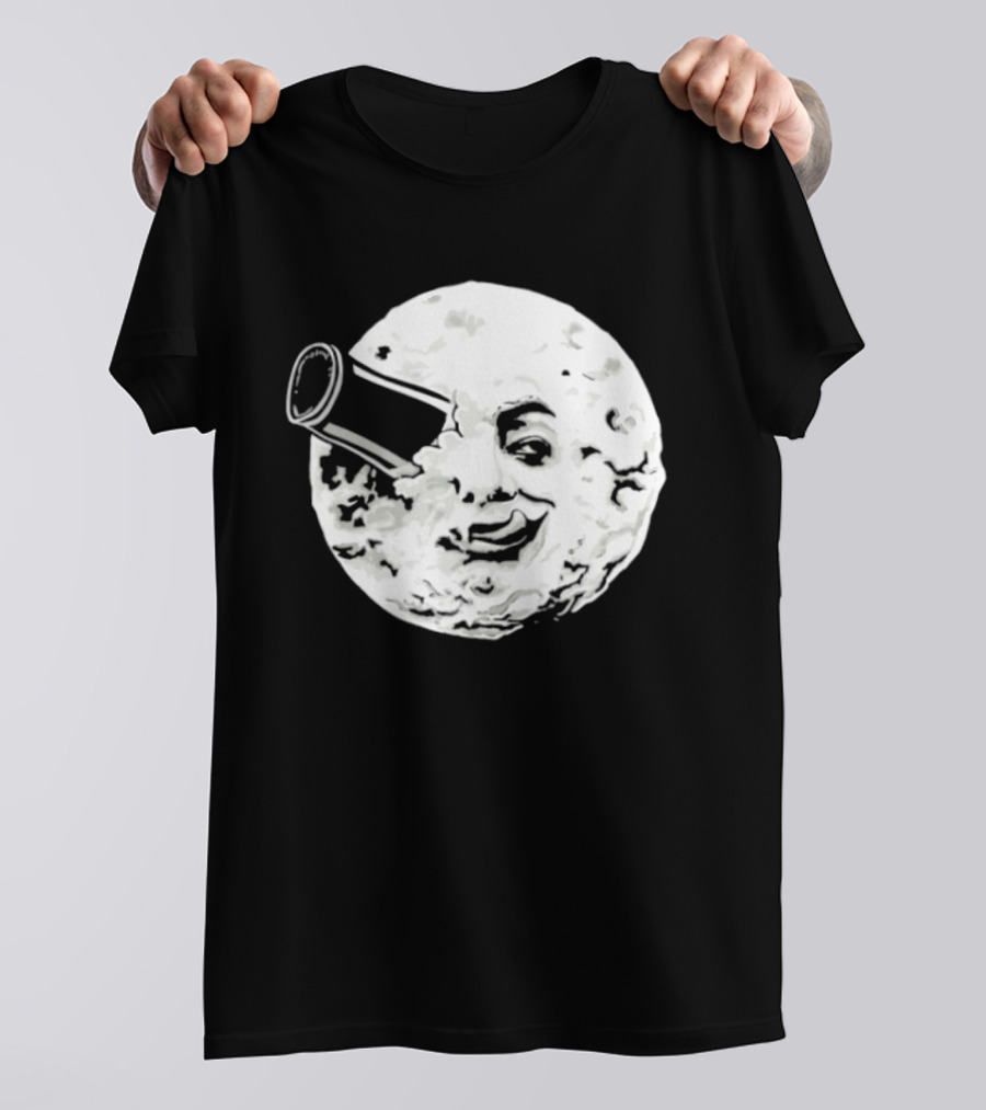 A Creamy Trip To The Moon Face Icon Rocket Classic Vintage Movie Scene T-Shirt
