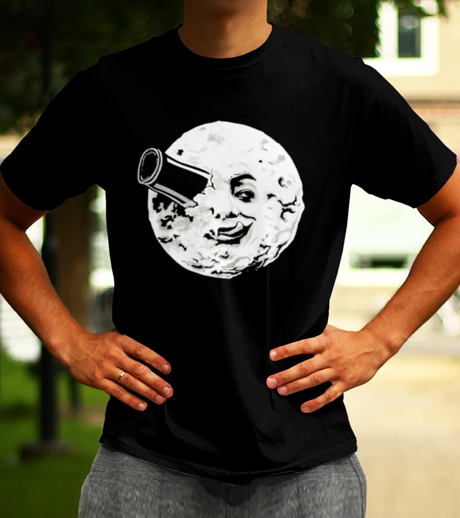 A Creamy Trip To The Moon Face Icon Rocket Classic Vintage Movie Scene T-Shirt