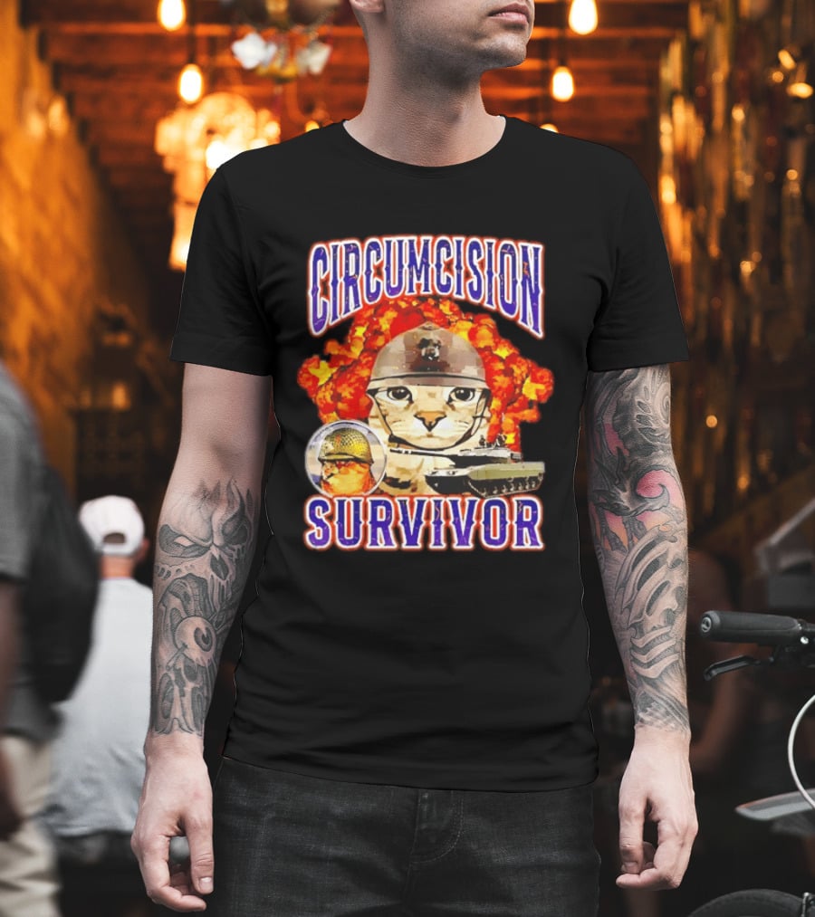 Circumcision Survivor Cat Explosion Tank Helmet T-Shirt
