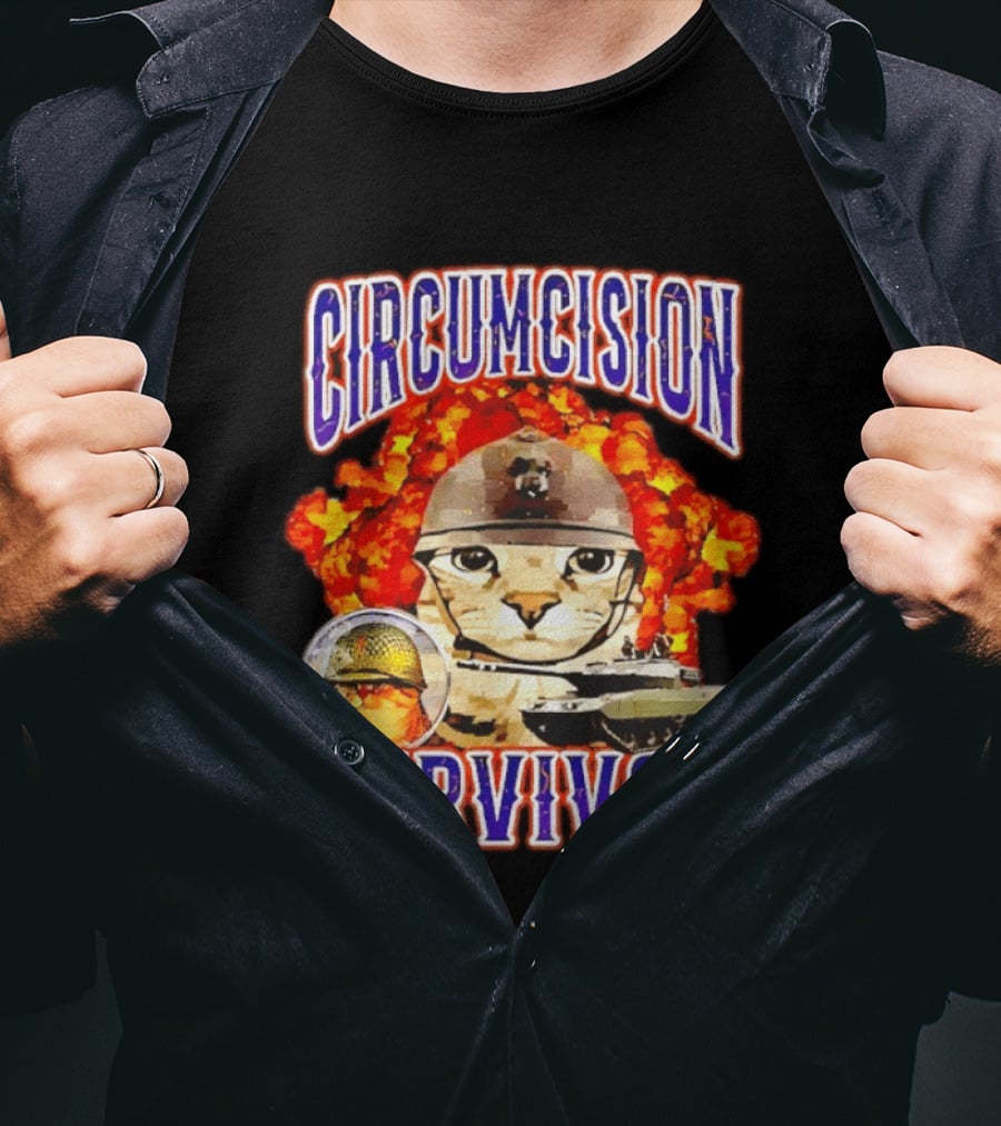 Circumcision Survivor Cat Explosion Tank Helmet T-Shirt