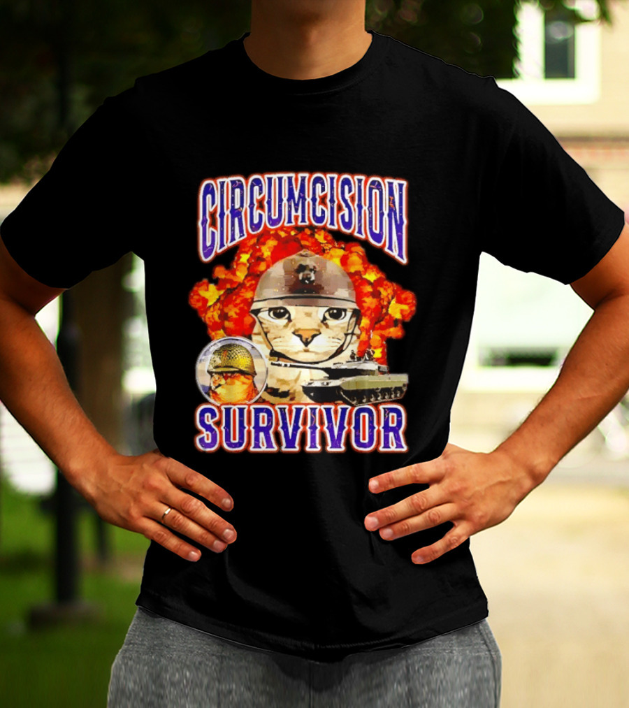 Circumcision Survivor Cat Explosion Tank Helmet T-Shirt