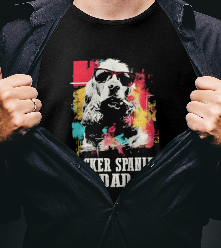 Cocker Spaniel Dad Colorful Sunglasses Father's Day 2026 T-Shirt