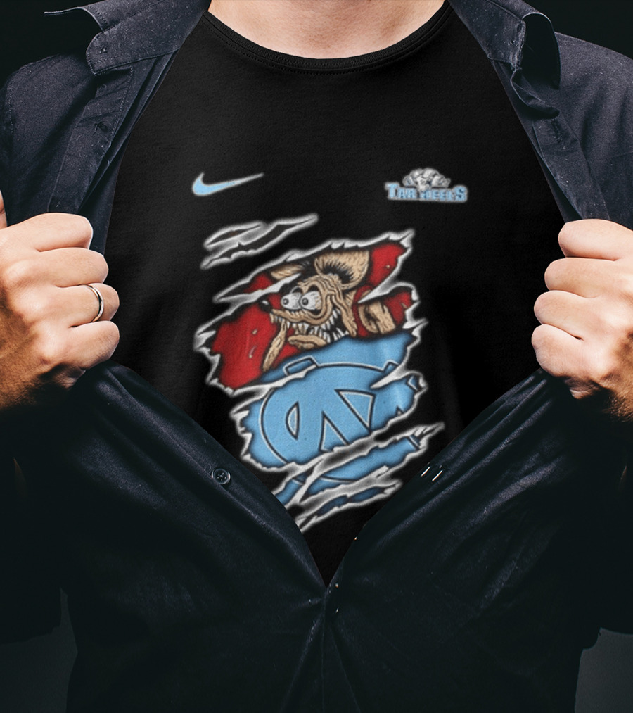 Nike North Carolina Tar Heels NCAA Rat Fink Built To Not To Bow Blue White T-Shirt