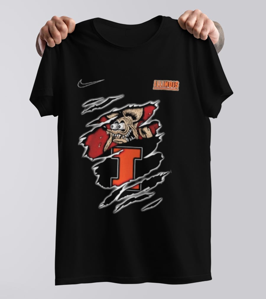 Nike Illinois Fighting Illini Rat Fink Built Not To Bow NCAA T-Shirt