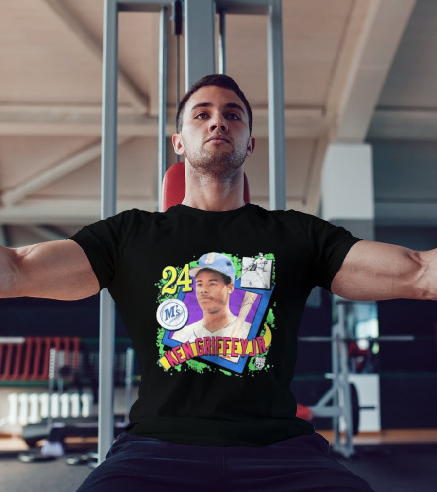 Ken Griffey Jr 24 Seattle Mariners Baseball Card Retro Topps 75 M's T-Shirt