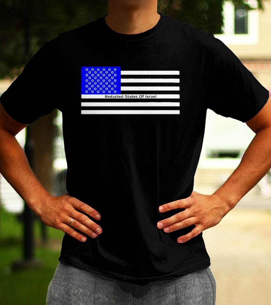 Redacted States Of Israel Flag With Stars And Stripes T-Shirt