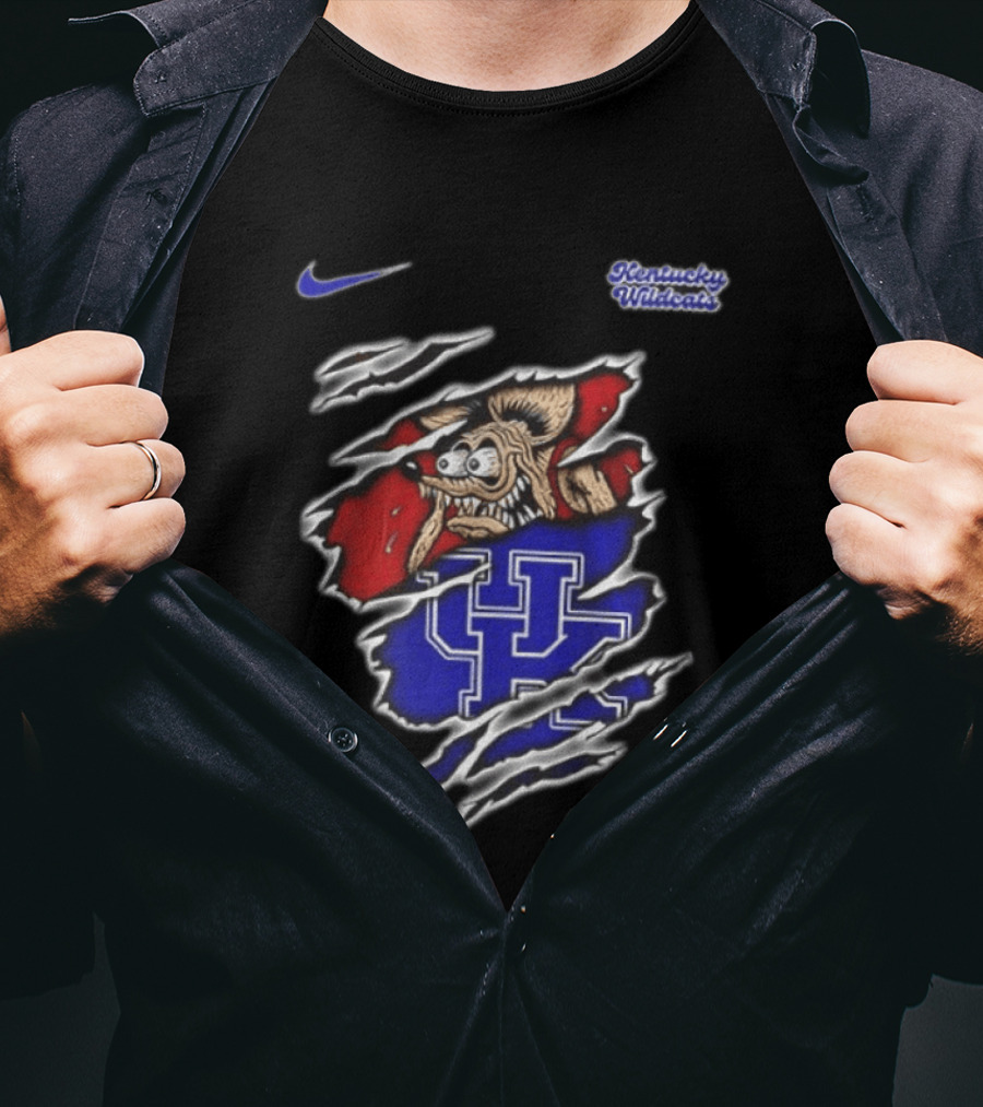 Kentucky Wildcats NCAA Nike Rat Fink Built Not To Bow Double Sided T-Shirt