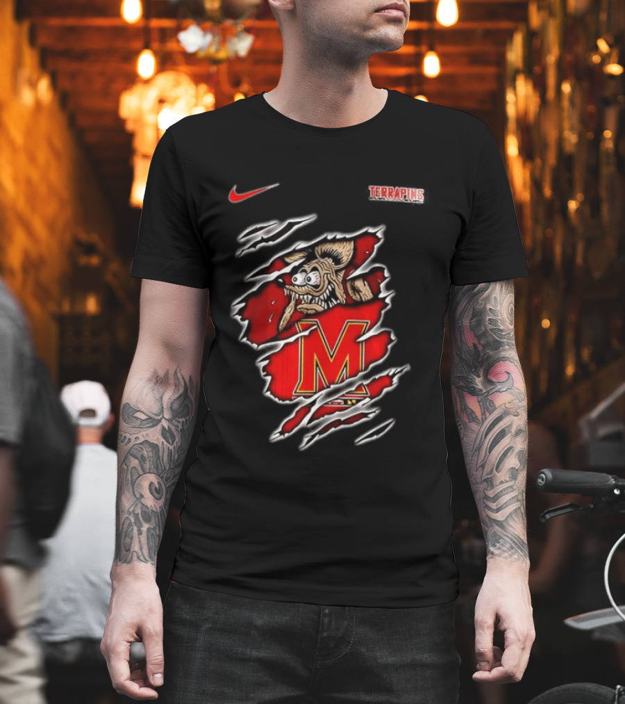 Maryland Terrapins NCAA Rat Fink Built To Not Bow Nike Terrapins Rugged Ripped T-Shirt