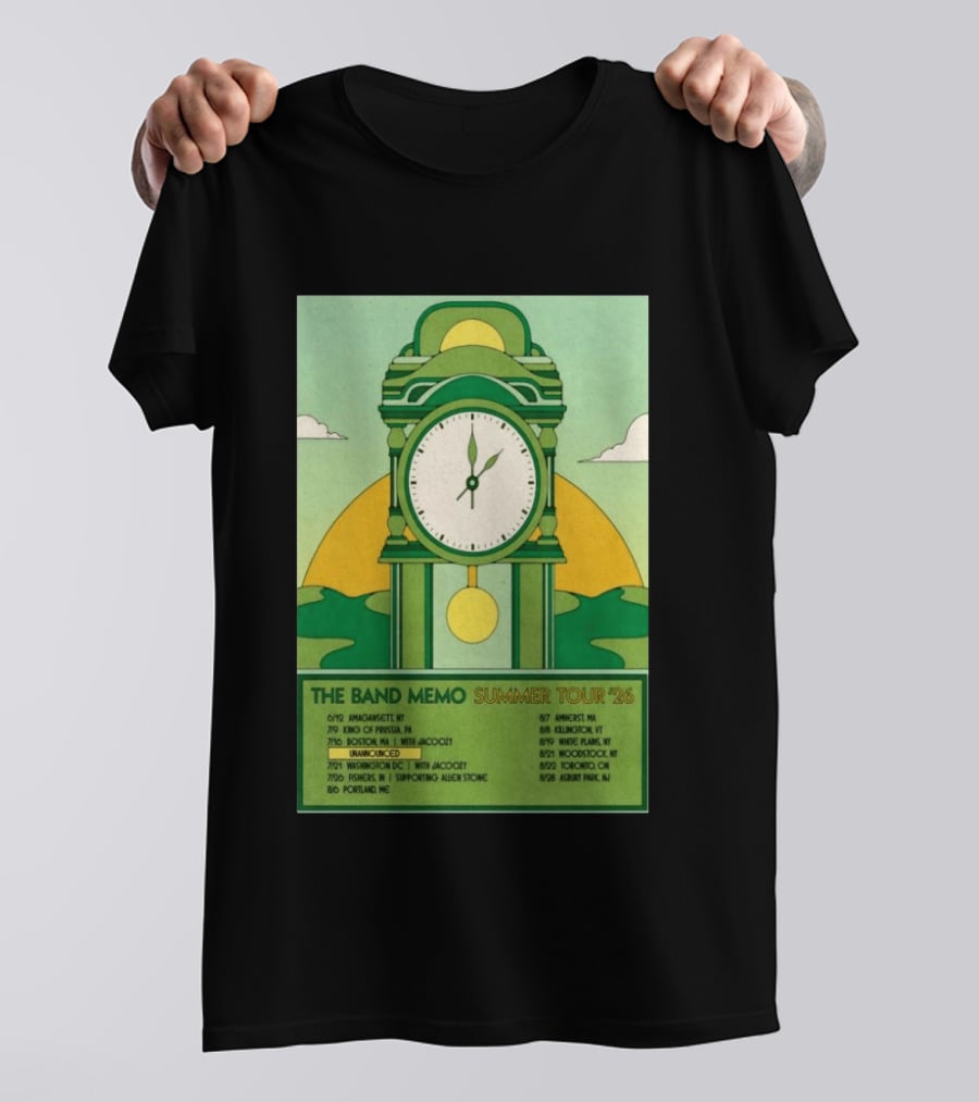 The Band Memo Summer Tour 2026 Amagansett King Of Prussia Boston Washington Missoula Portland Amherst Killington Woodstock Toronto Asbury Park T-Shirt