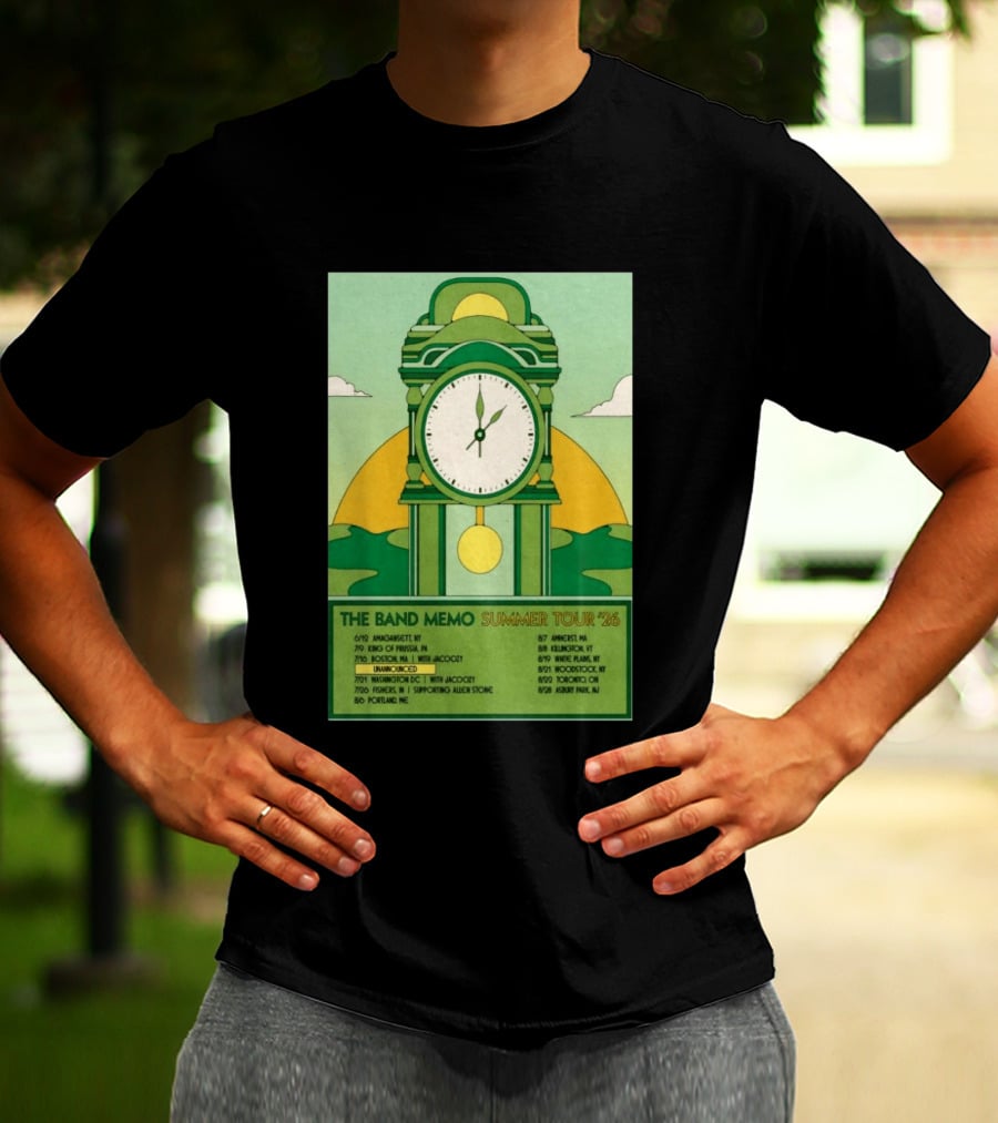 The Band Memo Summer Tour 2026 Amagansett King Of Prussia Boston Washington Missoula Portland Amherst Killington Woodstock Toronto Asbury Park T-Shirt