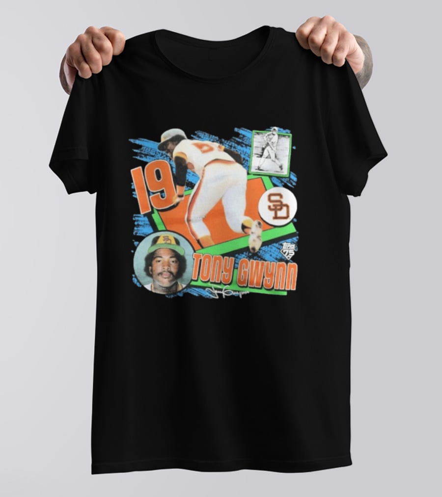 San Diego Padres 19 Tony Gwynn Vintage Baseball Card Topps 75 T-Shirt