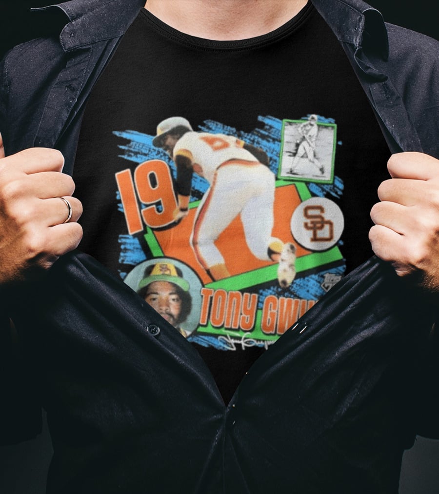 San Diego Padres 19 Tony Gwynn Vintage Baseball Card Topps 75 T-Shirt