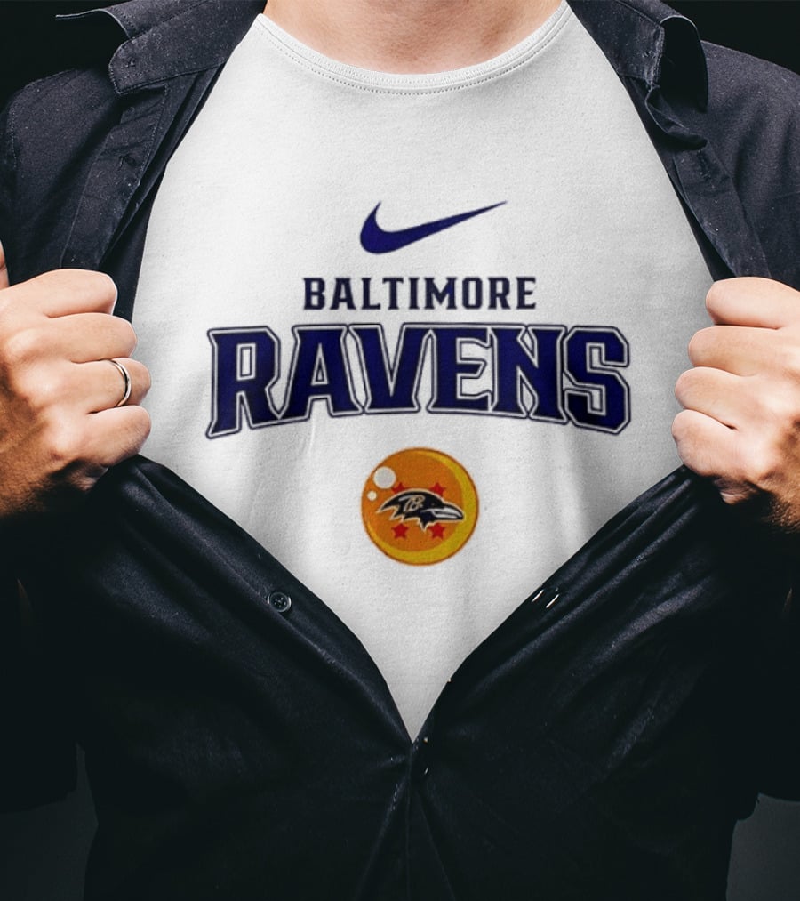 Baltimore Ravens Nike Dragon Ball Z Collaboration With Goku Capsule T-Shirt
