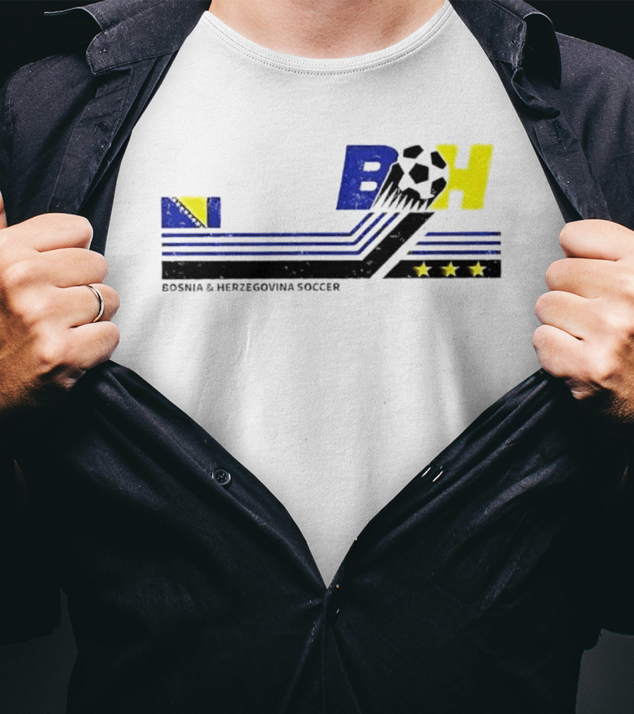 Bosnia Herzegovina Soccer BH Flag Three Stars Football T-Shirt
