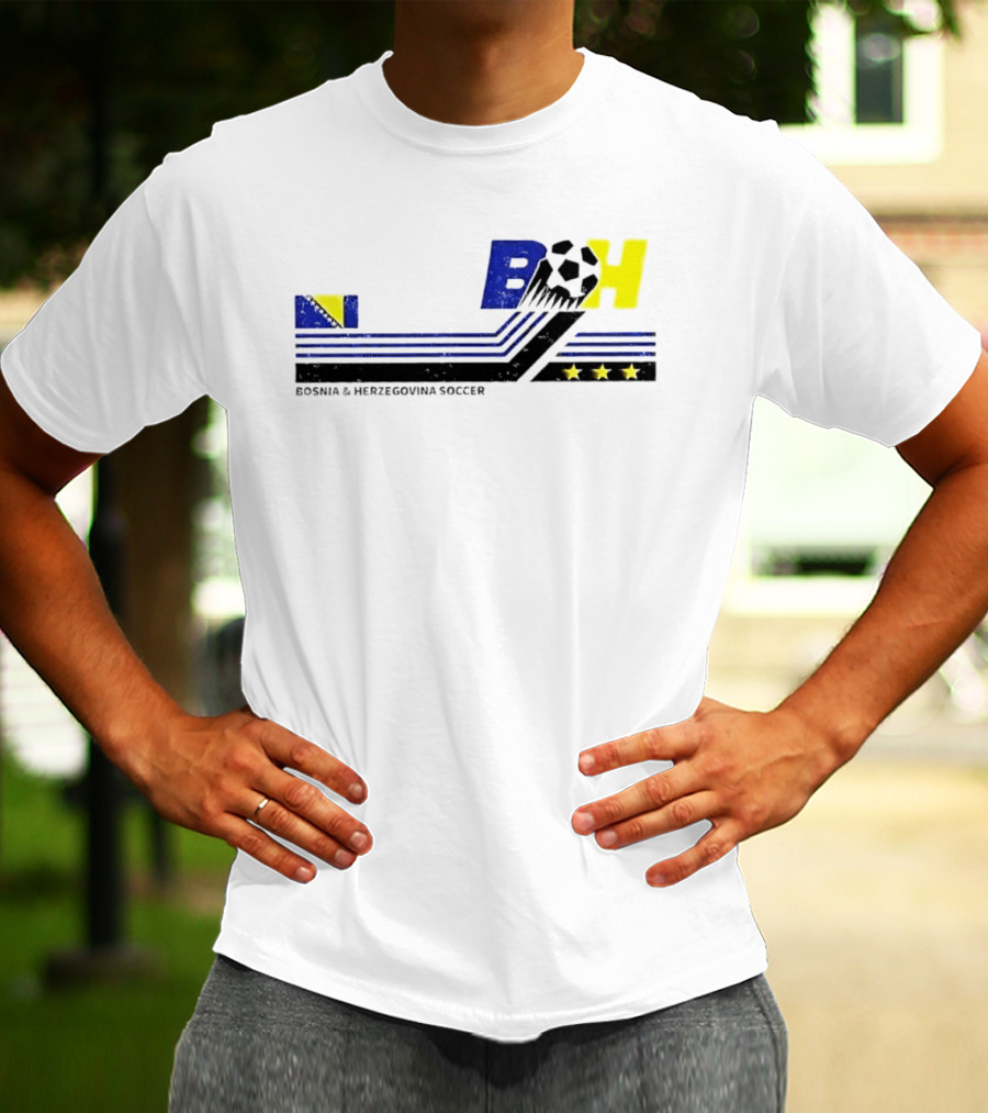 Bosnia Herzegovina Soccer BH Flag Three Stars Football T-Shirt