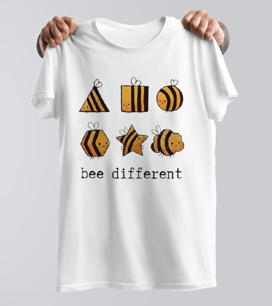 Bee Different Cartoon Bees Triangle Square Star Shapes T-Shirt