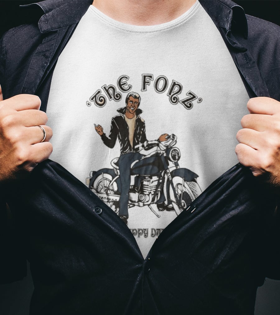 The Fonz Happy Days Motorcycle Coolness Retro 70s Vibes T-Shirt