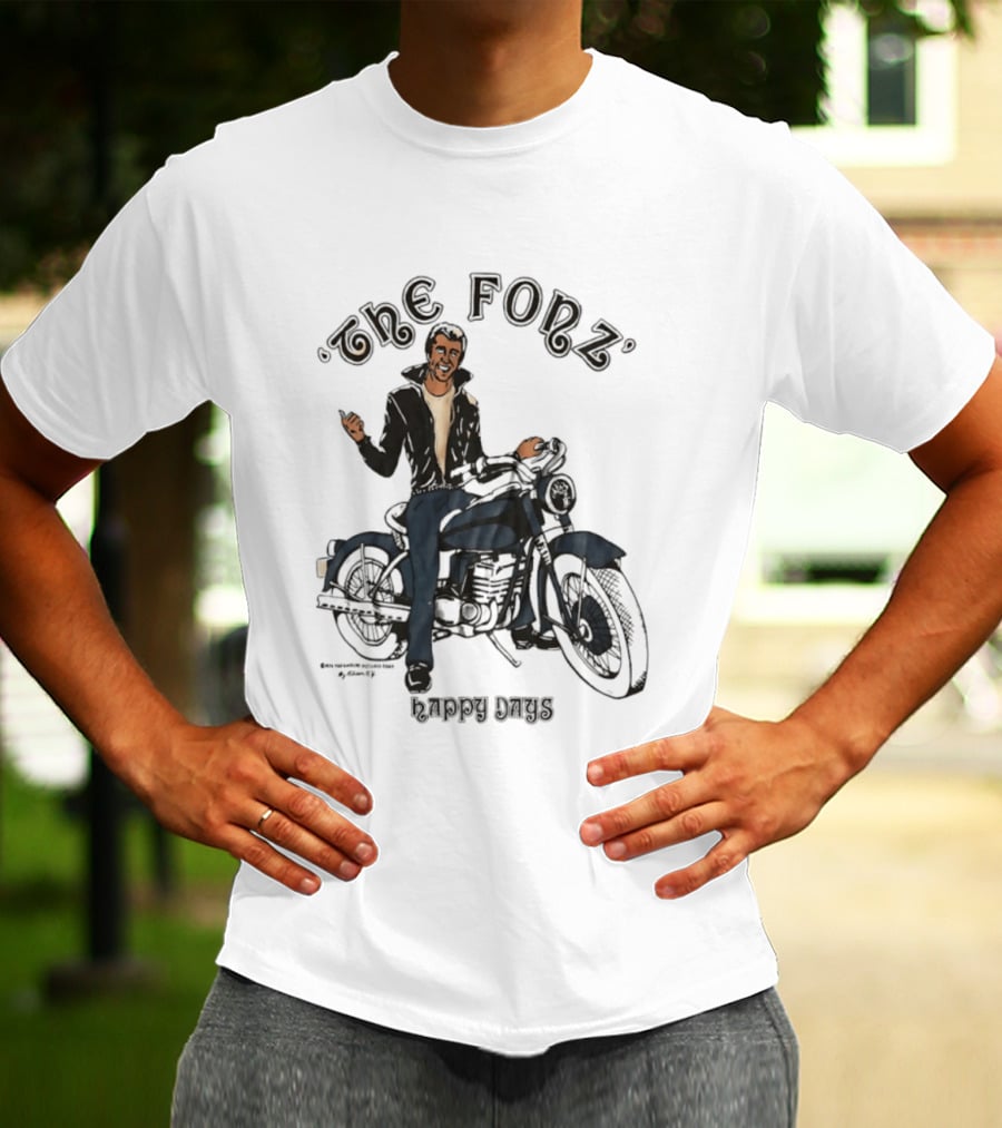 The Fonz Happy Days Motorcycle Coolness Retro 70s Vibes T-Shirt