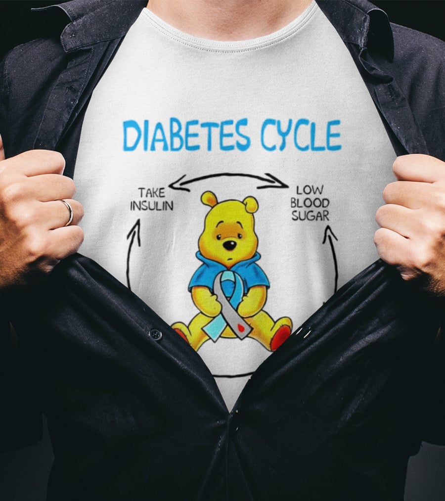 Diabetes Cycle Winnie The Pooh Take Insulin Low Blood Sugar Eat Entire Kitchen High Blood Sugar T-Shirt