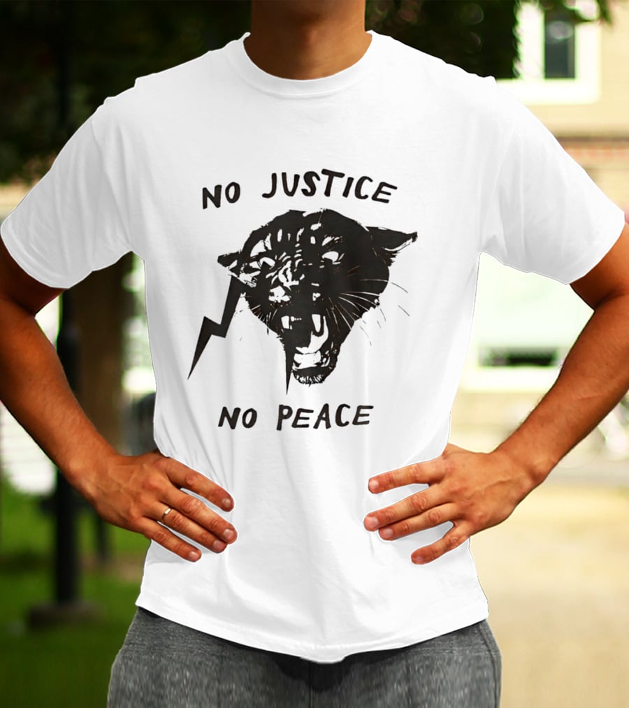 No Justice No Peace Black Panther Roaring Face T-Shirt