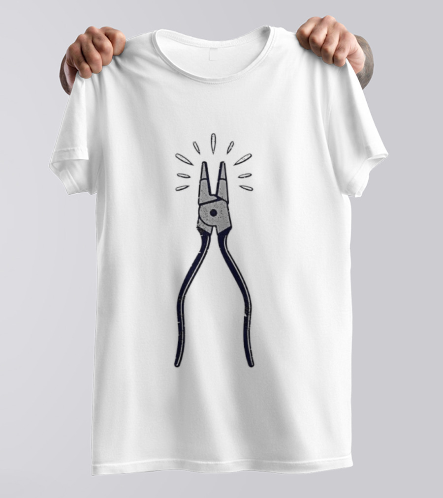 Pliers Mechanic Electrician Plumber Construction Worker DIY Handy Tool Drawing T-Shirt