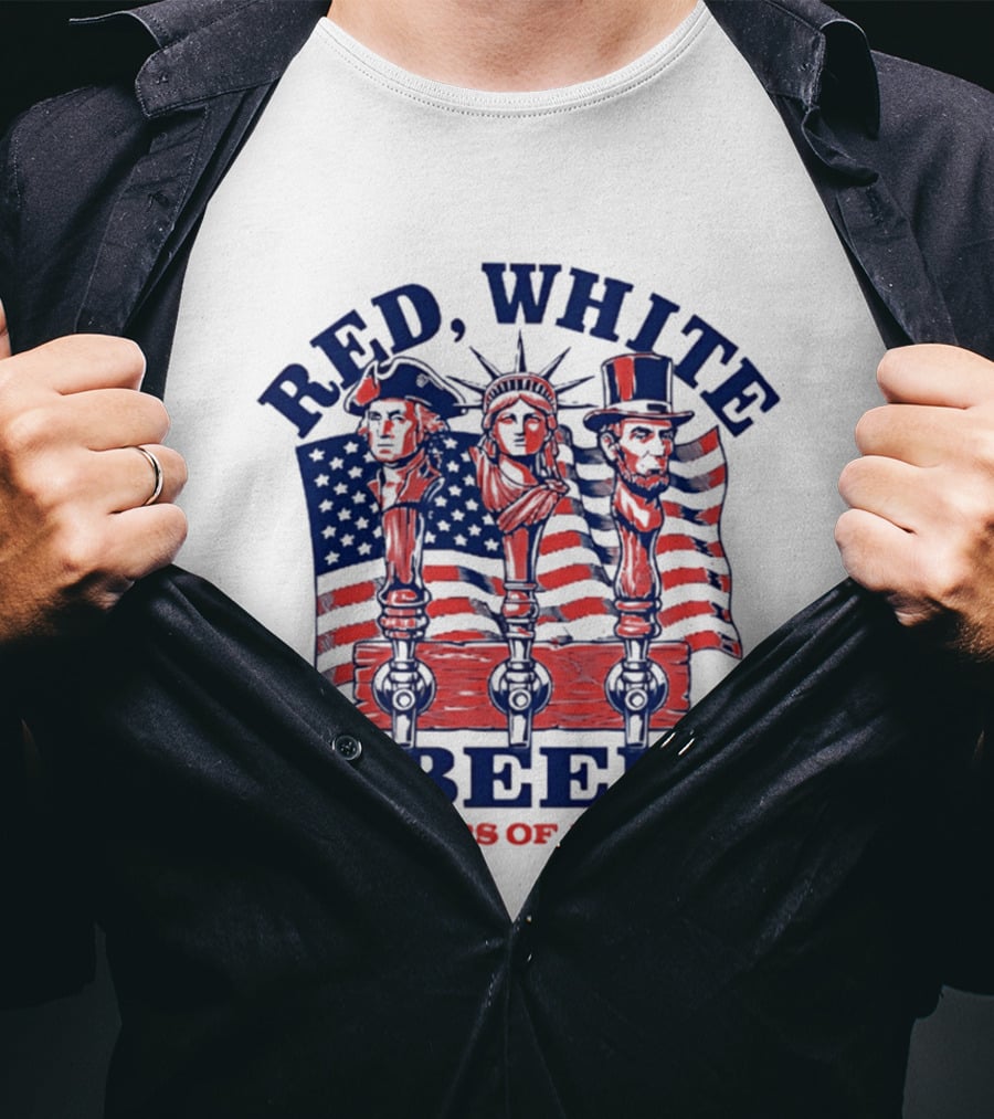 Red White & Beers 250 Years Of America 1776 2026 Liberty Celebration T-Shirt