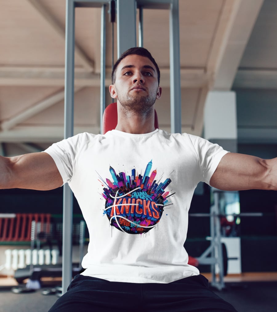 New York Knicks Graffiti Street Skyline Basketball T-Shirt
