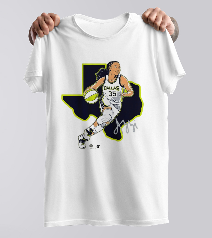 Dallas Basketball 35 Texas Map Player Dribbling T-Shirt