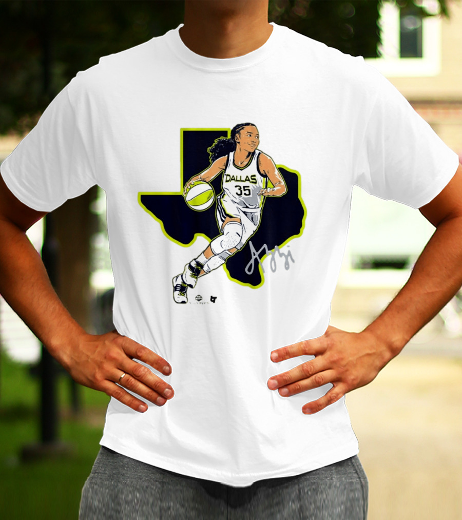 Dallas Basketball 35 Texas Map Player Dribbling T-Shirt