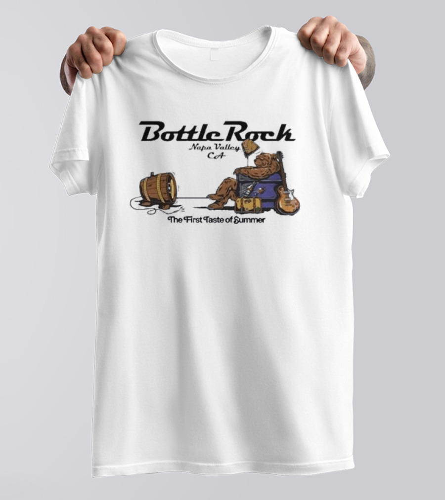 BottleRock Napa Valley 2026 Lineup Bear Relaxing With Guitar And Keg T-Shirt