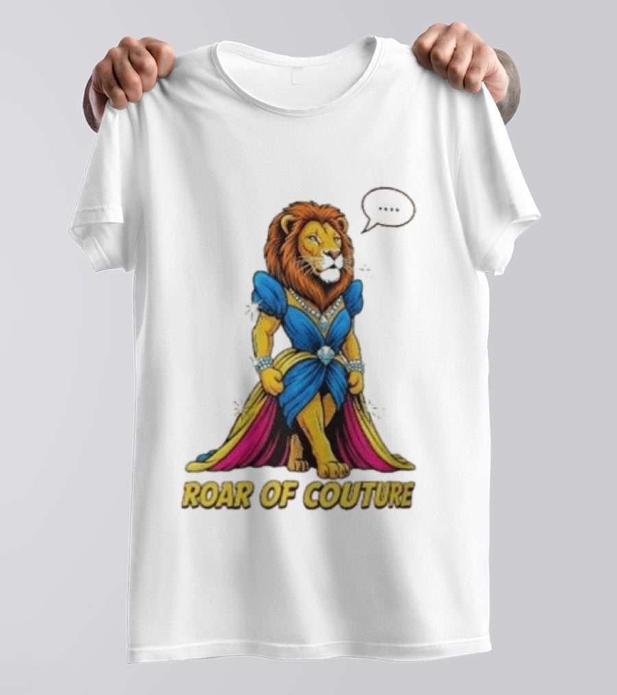 Roar Of Couture Elegant Lion In Royal Blue Gown T-Shirt