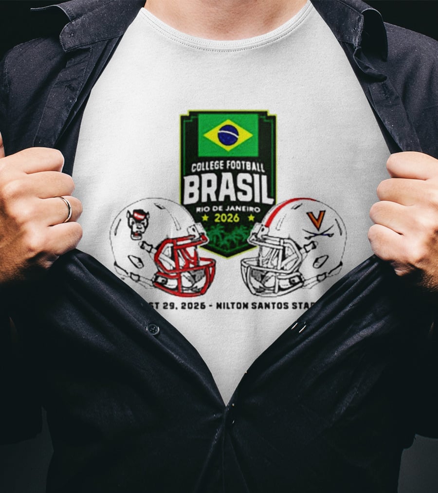 NC State Wolfpack Vs Virginia Cavaliers Brasil College Football Rio Game 2026 Hilton Santos Stadium August 30 T-Shirt